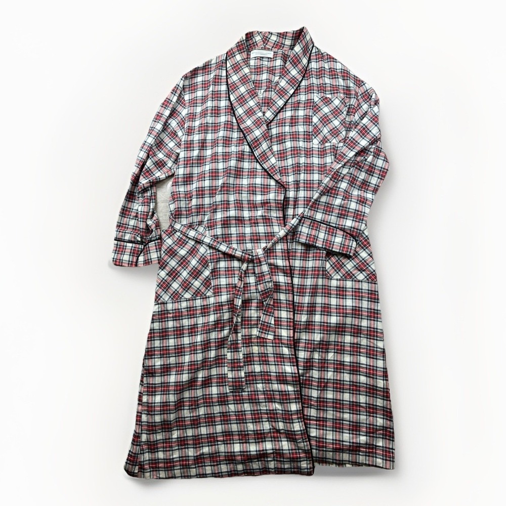 Peterborough Row Bath Robe Men's Size Large/ XL Plaid Belted‎ Cotton Vintage